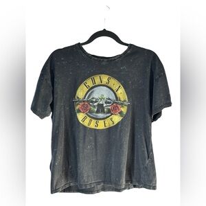 Guns N’ Roses Acid Wash Faded Band Tee Charcoal Black Yellow Graphic Men’s M